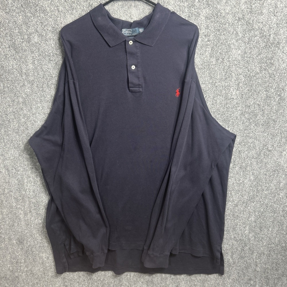Ralph Lauren Polo Shirt Blue Navy Men's 2XLT Tall Long Sleeve Red Pony Rugby